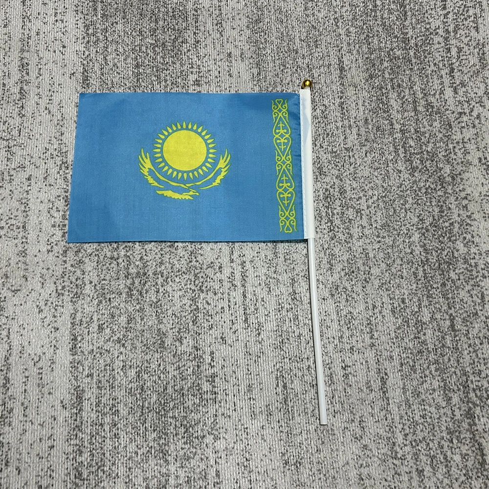 Казахстан рука махает Флаг 14x21 см полиэстер парад фестиваль баннер флаг офисная