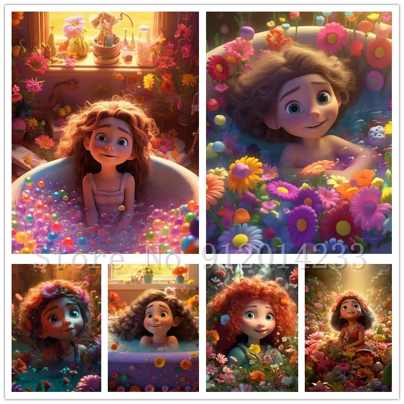 

Набор для алмазной мозаики принцессы Merida, Мультяшные картины из мультфильмов Диснея, алмазная вышивка, настенные картины, украшение для дома