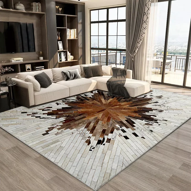 

NEW2023 Light Luxury Cowhide Grain Living Room Sofa Coffee Table Rugs Modern Home Large Area Carpets Study Office Decorative Ru