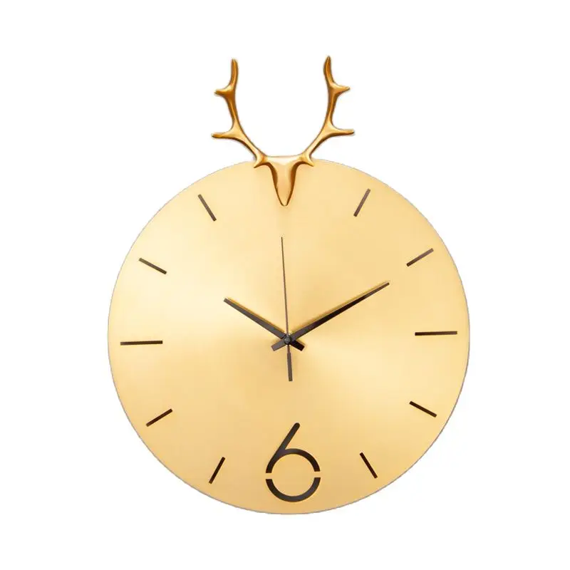 

3d-часы с изображением головы оленя, современные металлические настенные часы с механизмом для гостиной, роспись, домашний декор