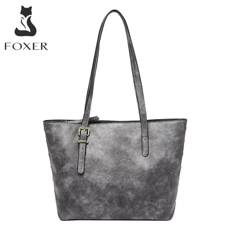 

FOXER Female Handbag Office Bag Lady Commuter Totes PU Leather Large Capacity Top-Handbag Women's Fashion Versatile Shoulder Bag