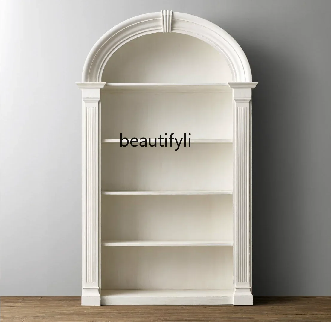 Изогнутая книжная полка из массива дерева в американском стиле простой книжный