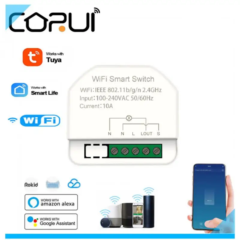 

CORUI Tuya Wifi Smart Switch Timer 1gang MINI Switch Smart Home Automation Is Compatible With Tuya Alexa Google Home