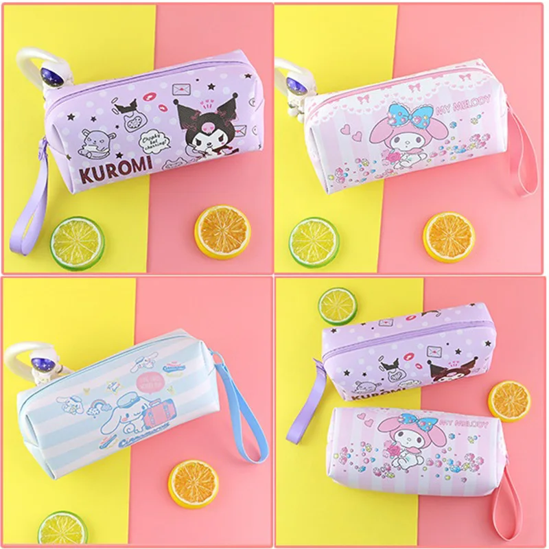 

Sanrio кавайная сумка для карандашей Kuromi Cinnamoroll из полиуретана с милыми сердечками из мультфильма «Моя Мелодия» сумки для хранения студенческие канцелярские товары игрушки для детей