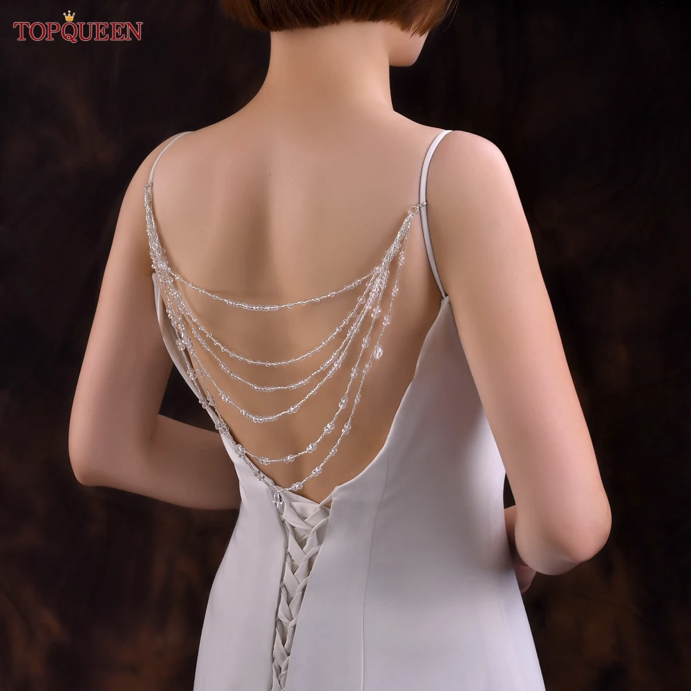 TOPQUEEN SG04 Jewelry Bride Wedding Accessories Crystal Tassel Pendant Necklace Women's Bolero Shawl Dress Shoulder Decoration