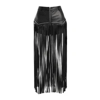 black pu leather zipper summer new rivet tassel patchwork gothic moto high street short skirts nightclub pole dance costume