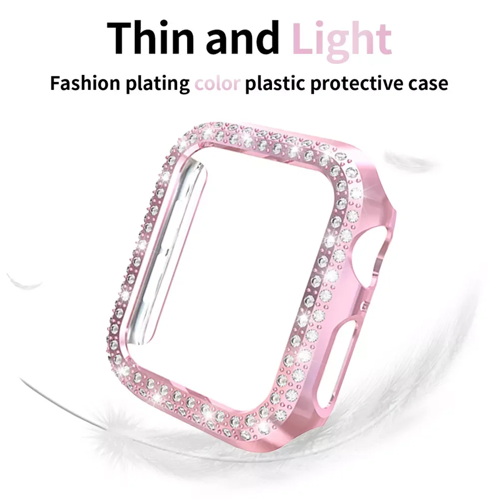 For Apple Watch 7 Series 6 SE 5 4 3 Case Women Diamond Style Cover for Iwatch 41mm 45mm 40mm 44mm 38mm 42mm Bumper Hard Shell