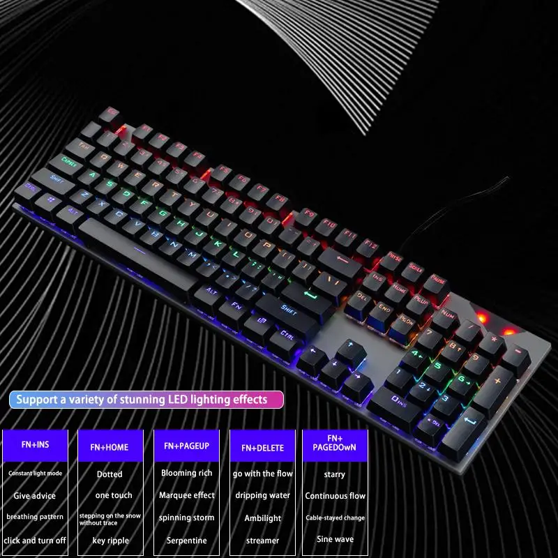 

K1 Mechanical Keyboard - The Ultimate 104-Key Blue Switch Backlit Gaming Keyboard for Chicken Eating E-Sports Desktop Experience