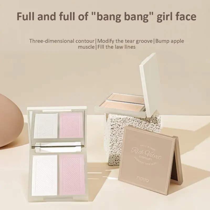 

2 Color Makeup Palette Highlighter Bronzers Face Contour Brighten Skin Highlighter Blush 1pcs Shadow Highlight Blush Palette