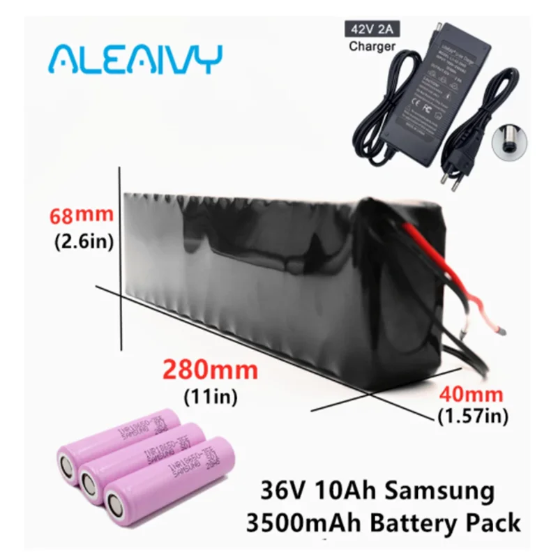 

36V 10Ah Electric Bicycle Battery Pack 10S3P 350W 500W High Power Capacity Motorcycle Scooter With 20A BMS And 42V 2A Charger