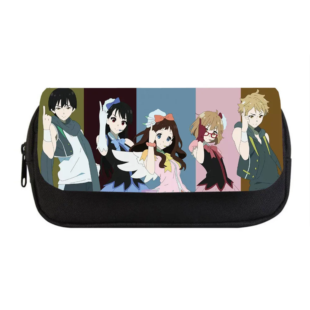 

Anime Beyond the Boundary Pencil Case Canvas Printing Leisure Teenager Large Capacity Double Zipper Bag Money Purse Storage Bag