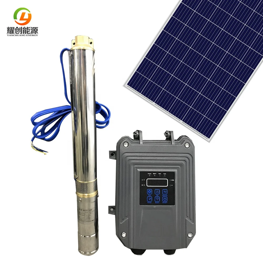 

Погружной Солнечный насос Yaochuang Energy, 3,2 кубических метров в час, подъем головки 54 м, 48 В постоянного тока, 550 Вт