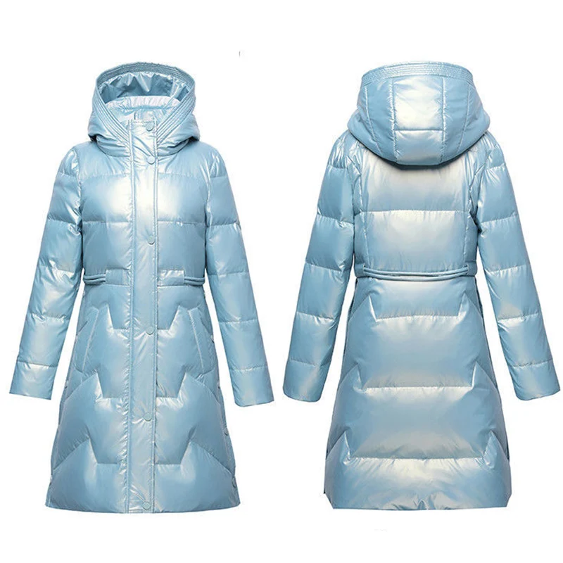 New Winter Jacket Coat Cold Warm Cotton Outerwear Womens Long No Wash Glossy Down Cotton Jackets Casual Hooded Parka Overcoat