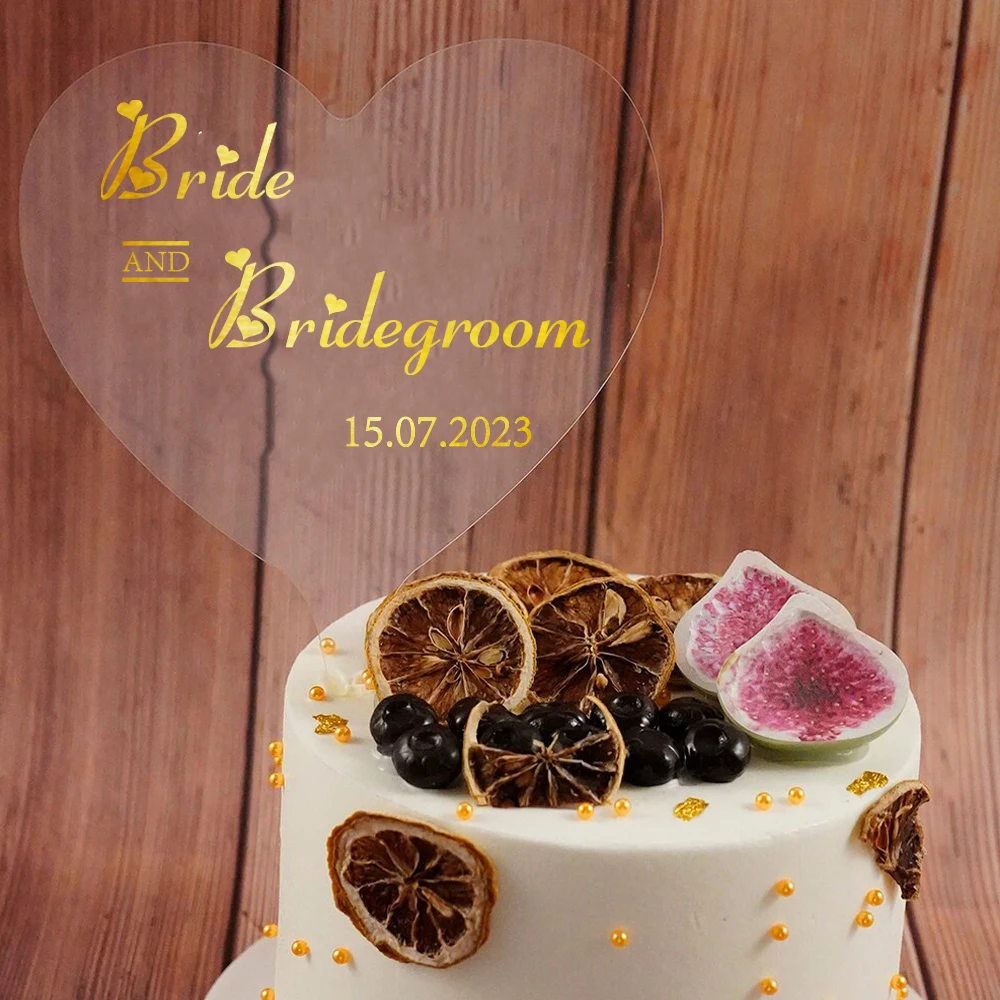 

Personalised Acrylic Mr & Mrs Wedding Cake Topper Wood Engagement Name And Date Baking Dessert Anniversary Party Decorations