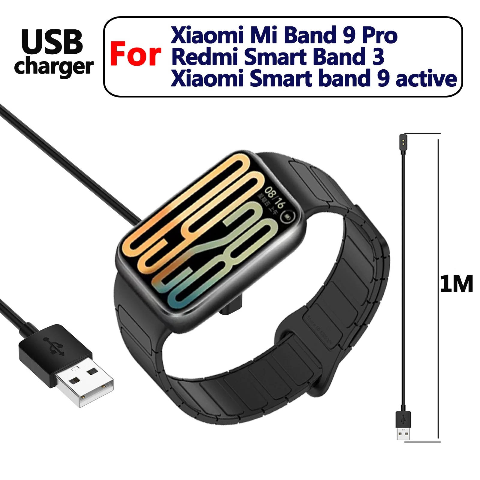 USB-кабель для зарядки Xiaomi Mi Band 9 Pro/9 Active/8 Pro аксессуары Redmi Watch 4/3 активный браслет