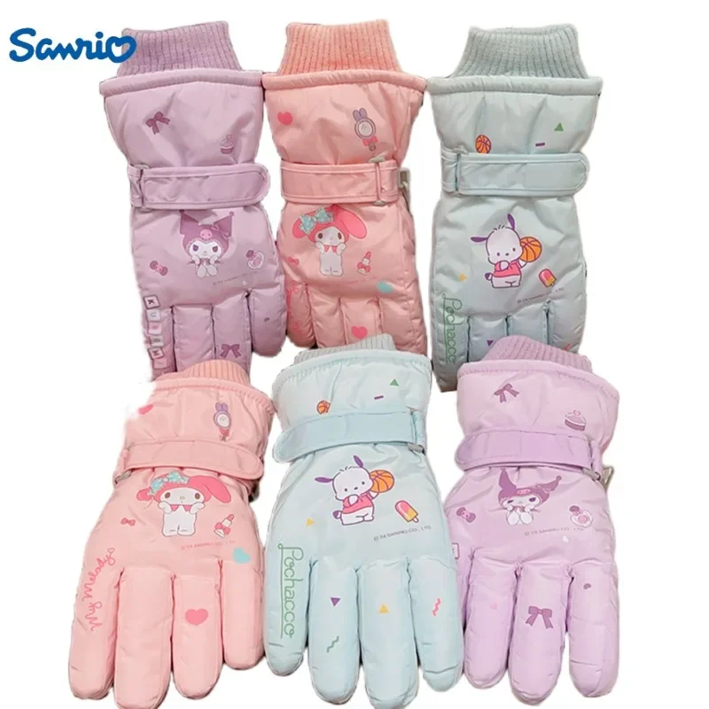 Лыжные перчатки Sanrio Kuromi Melody для дома с плюшевым милым теплым сенсорным экраном
