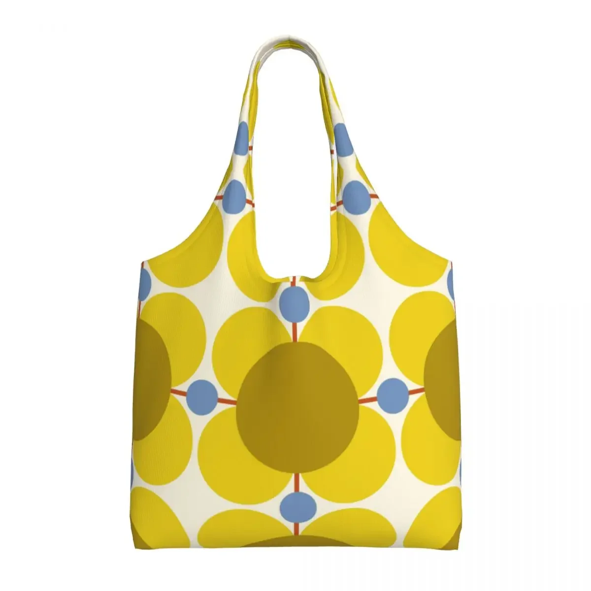 Изготовленная на заказ атомная цветочная желтая сумка для покупок Orla Kiely