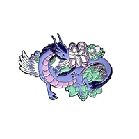 curled in flowers the dragon spread its wings to fashionable creative cartoon brooch lovely enamel badge clothing accessories