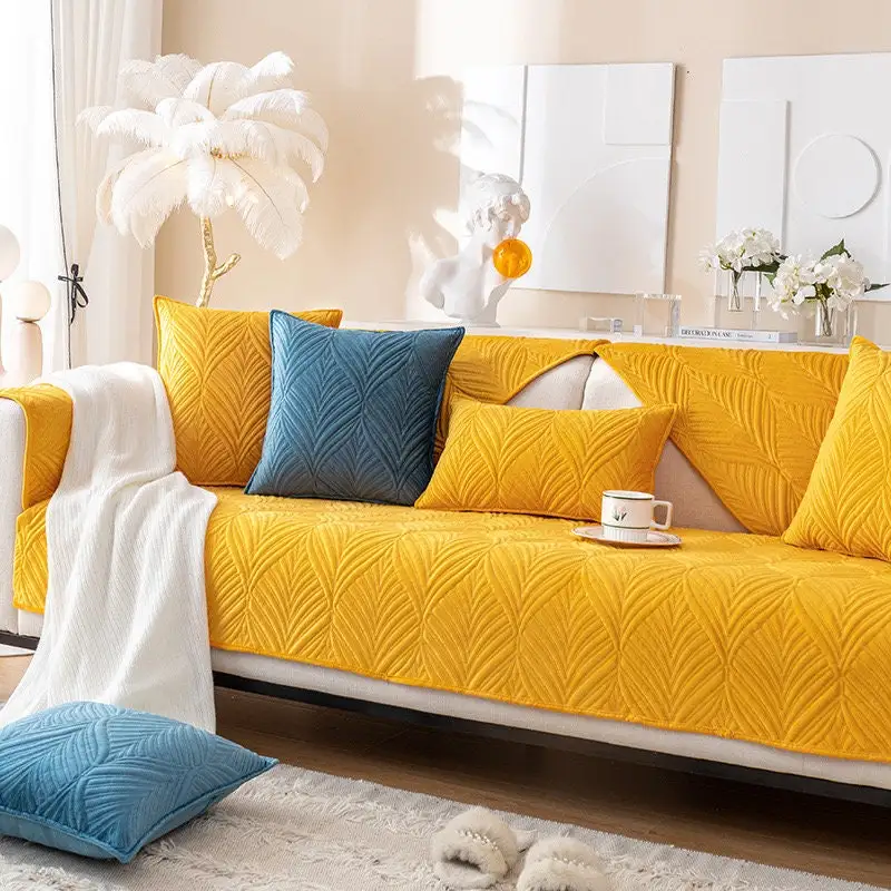 

Flower Pattern Sofa Cover Seasonal Couch Cushion Anti-slip Sofa Towel Cotton Minimalist Custom Universal Sofa Pads