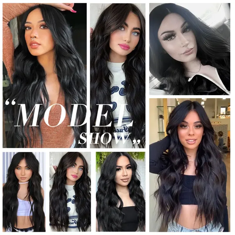 oneNonly синтетические парики хорошего качества для женщин длинные волны черный