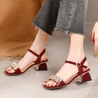 2022 fashion chunky heel widen summer pumps for womans casual shoes plus size 33 43 women sandals 4cm mid heel party high heels