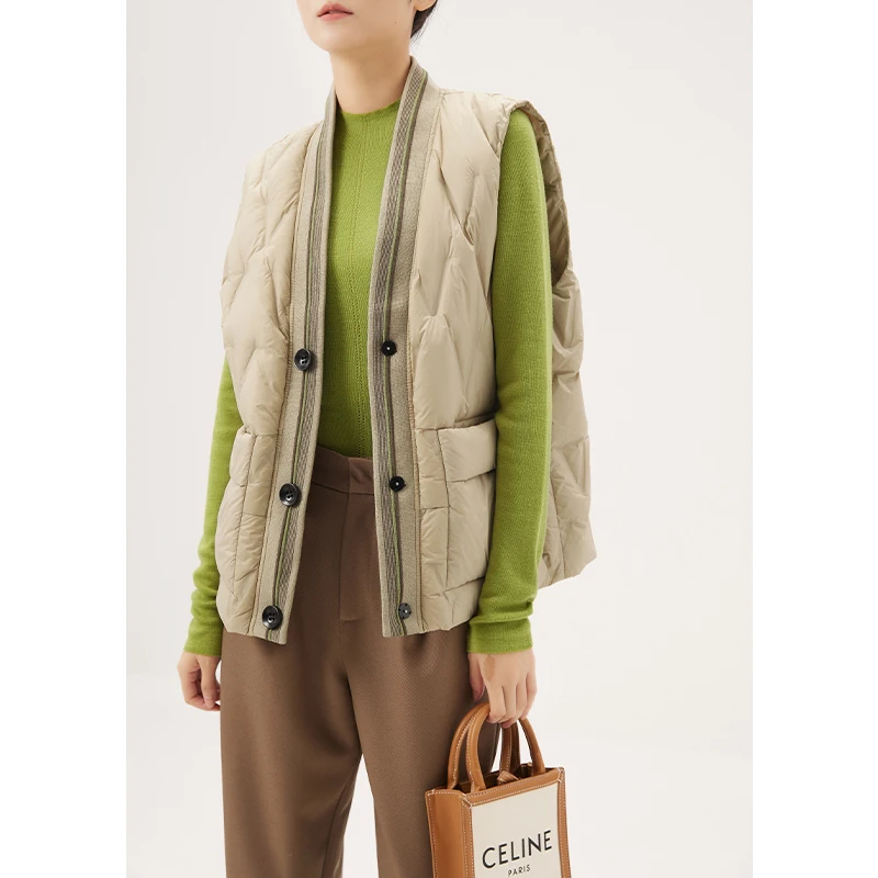 Design New Down Jacket Vest Women Casacos De Inverno Feminino 2022 90% White Duck Down  Casual  Covered Button Wide-waisted