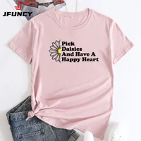jfuncy womens summer t shirt short sleeve t shirts 2022 fashion graphic tops female tshirt cotton clothing woman tee shirts