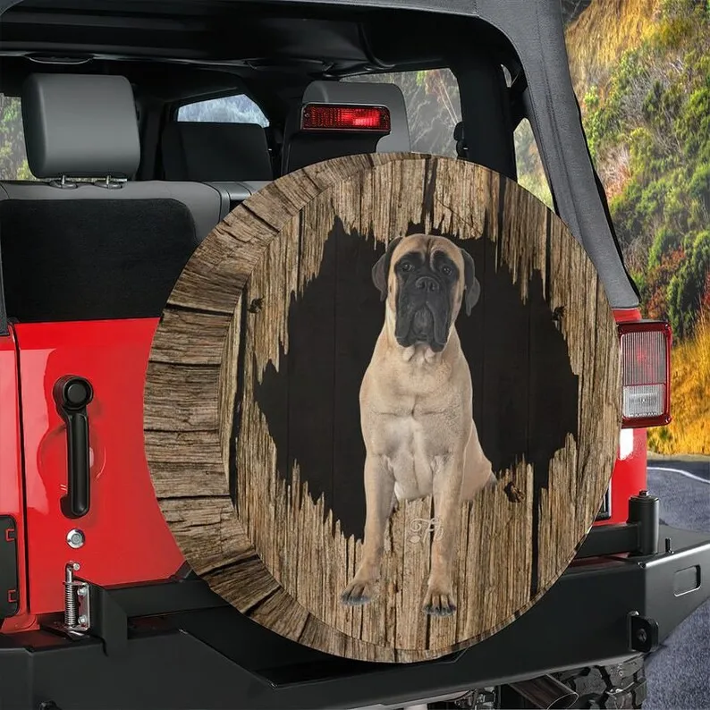 

Крышка для запасных шин Bull Mastiff Want Freedom, деревянная накладка для шин с отверстиями для собак, подарок на день отца