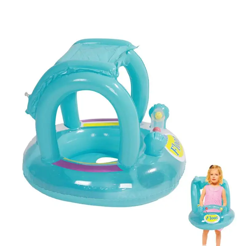 

Anti-flip Baby Swimming Float With Canopy UPF50 Sun Protection Splash Game Inflatable Pool Float Ring Toy Swimming Ring