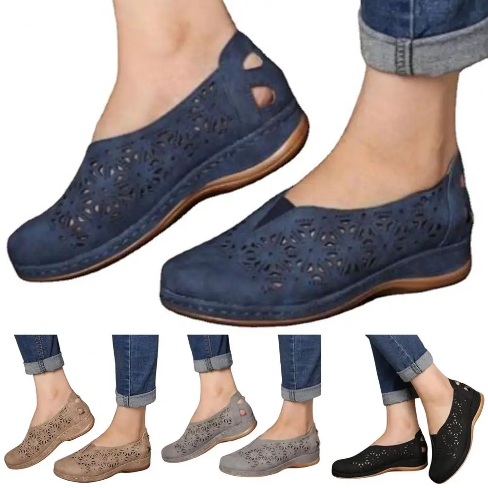 Сандалии женские с круглым носком противоскользящие на танкетке без застежки