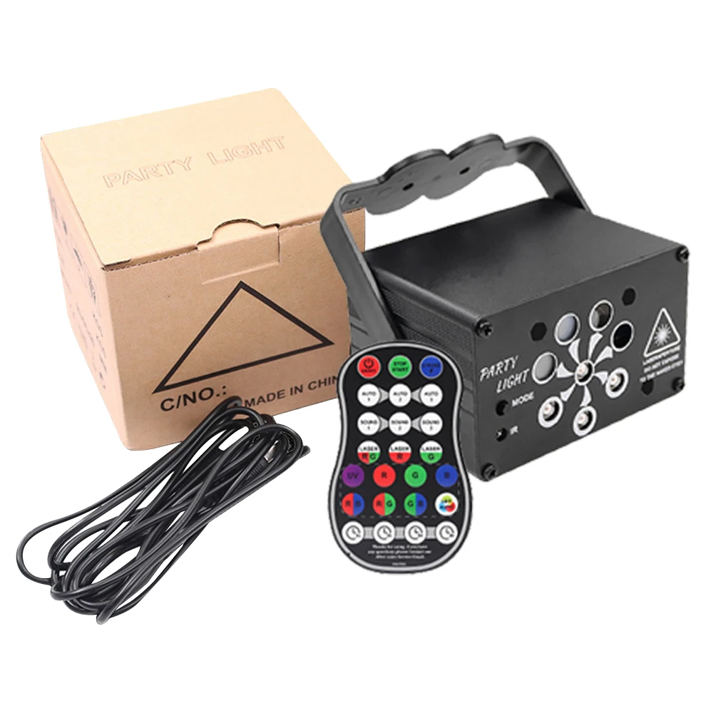 Лазерный проектор с 8 отверстиями и 240 узорами RGB диско-светильник домашний