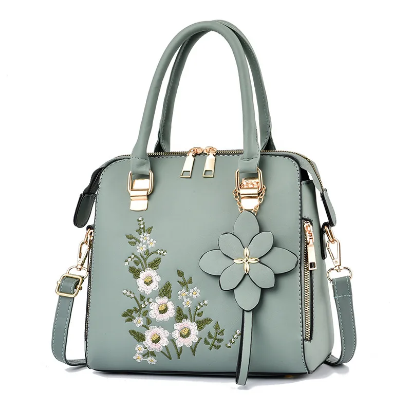 

TRAVEASY 2022 Fashion Embroidery PU Leather Women Shoulder Bag Leisure Satchels Female Handbag Solid Color Elegant Crossbody Bag