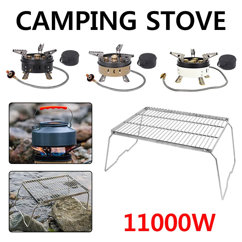 

Portable Folding Cassette Stove Windproof 11000W Multi-fuel Stove Strong 5 Spray Head for Hiking Survival for Picnic Backpacking