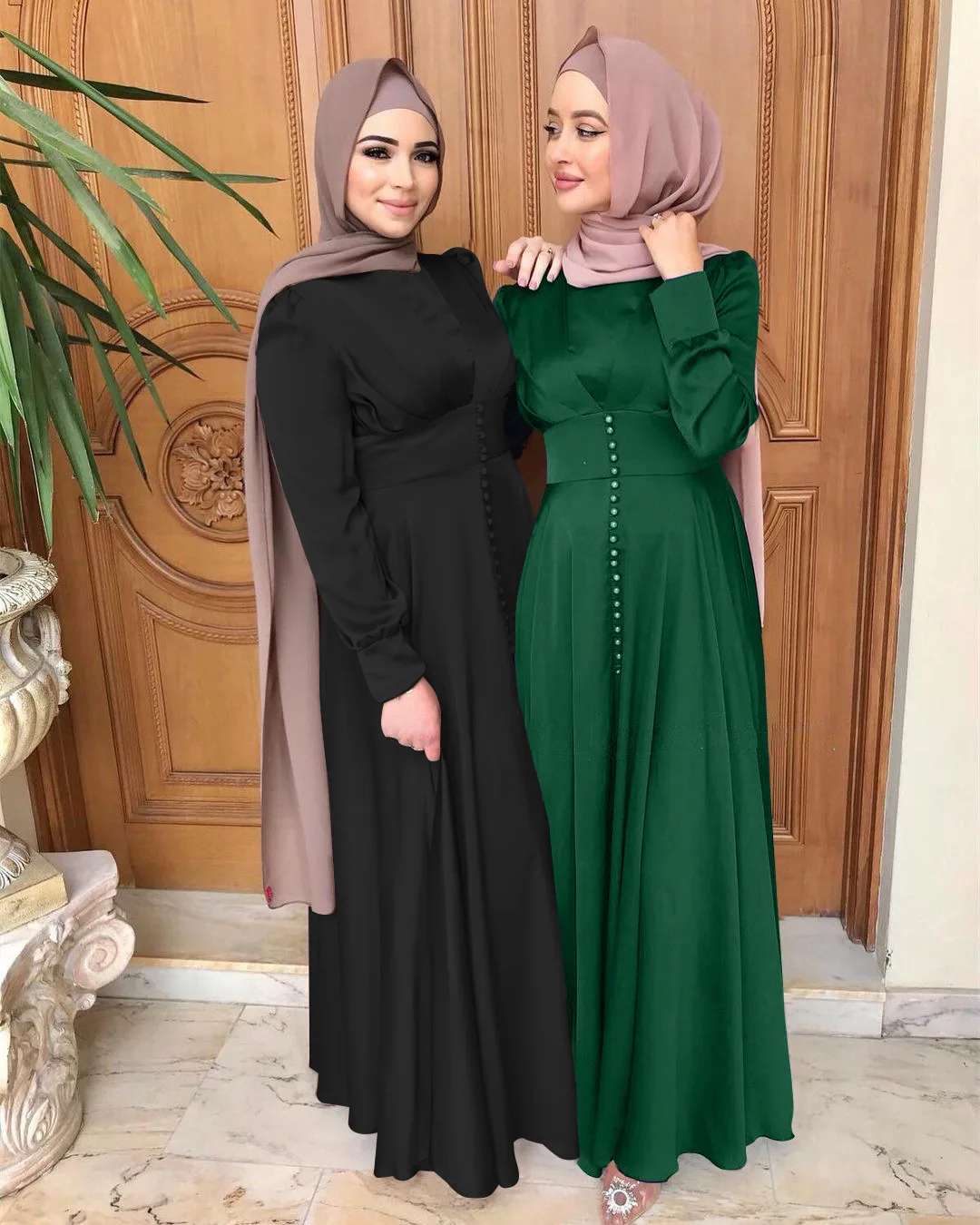 Abaya Woman Dubai Luxury Smooth Satin Women'S Long Muslim Dress Moroccan Caftan Evening Arabic Dress Jalabiyat Women Ramadan