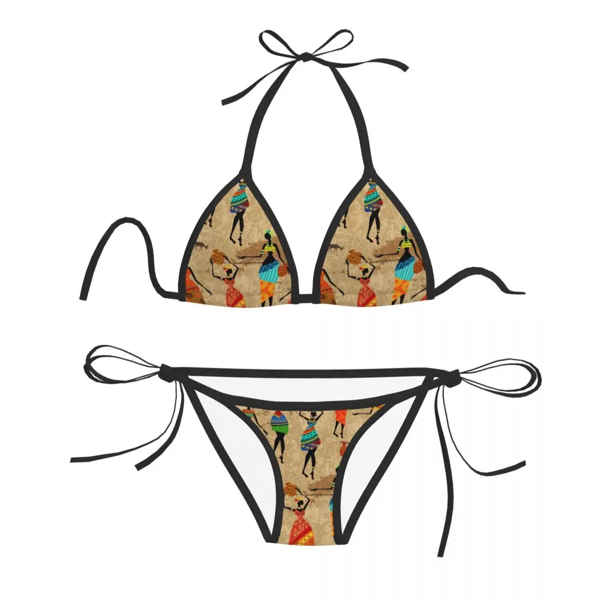 

Bikini Set Swimwear Women Swimsuit Sexy Push Up Swimming Bathing Suit African Women Vintage Beachwear Summer Brazilian