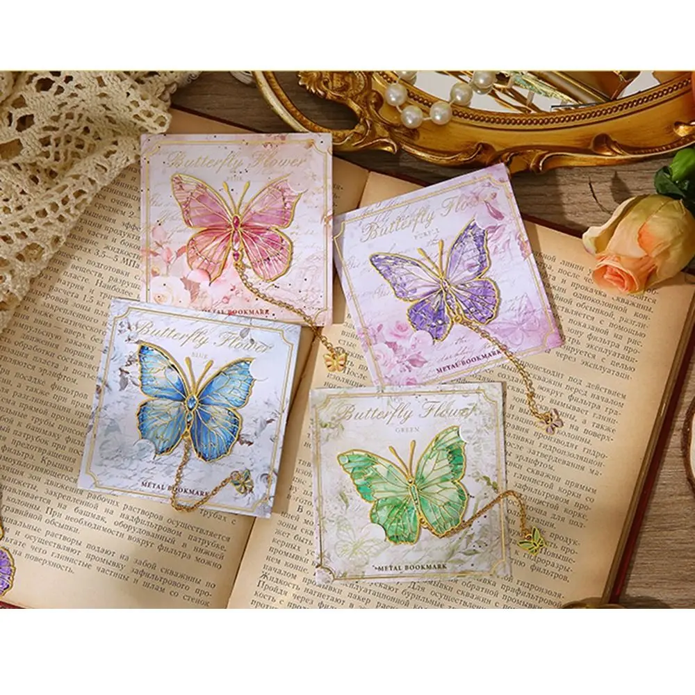 Фото Бронзовая металлическая закладка-бабочка с подвеской в китайском стиле, подвесной книжный маркер, изысканный разделитель страниц, нумерация страниц №2