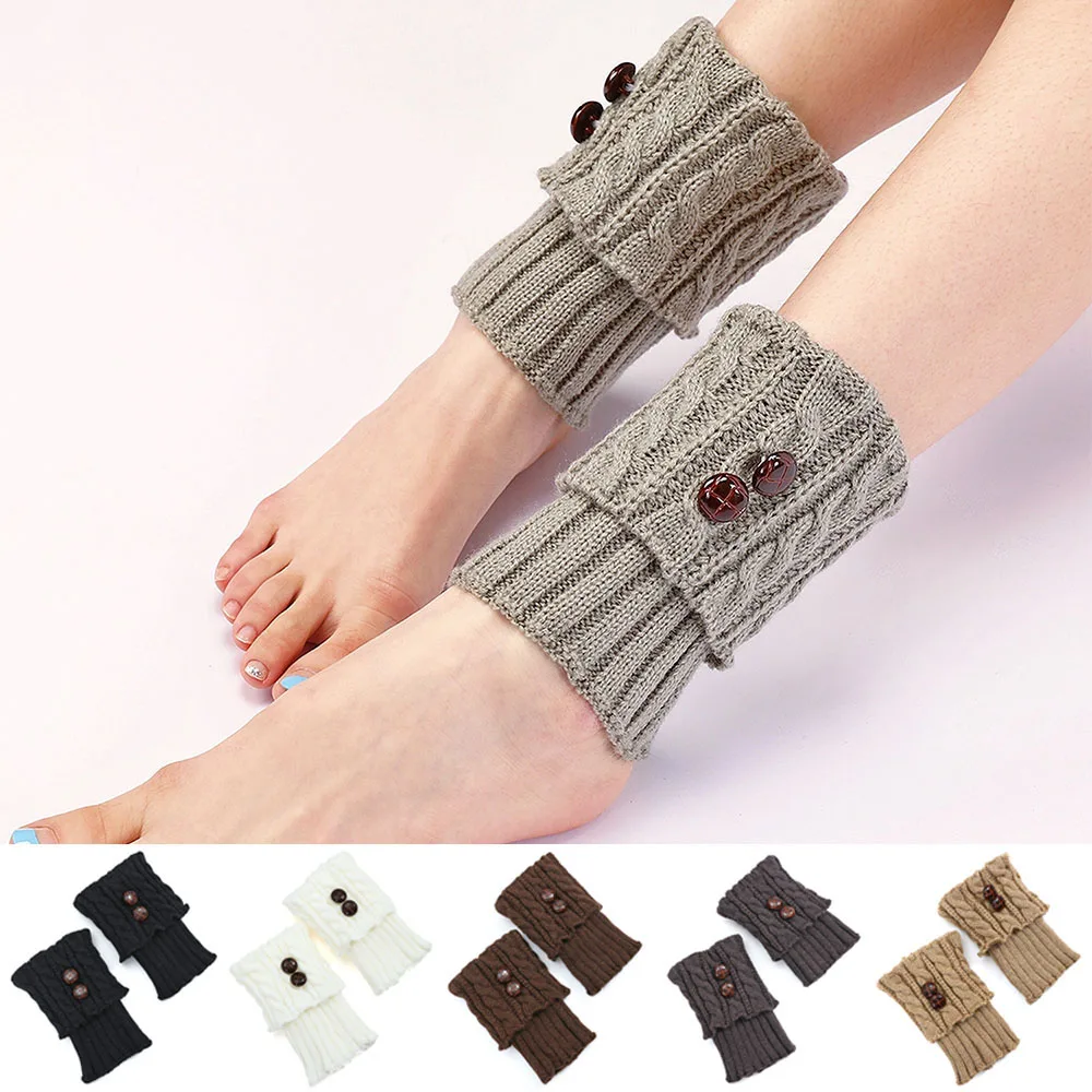 

Women Fashion Knitted Leg Warmers Warm Crochet Boot Cuffs Ankle Toppers Short Stretchy Foot Cover Lolita Keep Warm Sock