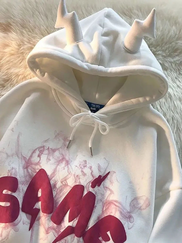 

Hooded sweatshirt men women funny wear Advanced design sense niche cute top plus velvet thicken couple wear handsome in winter