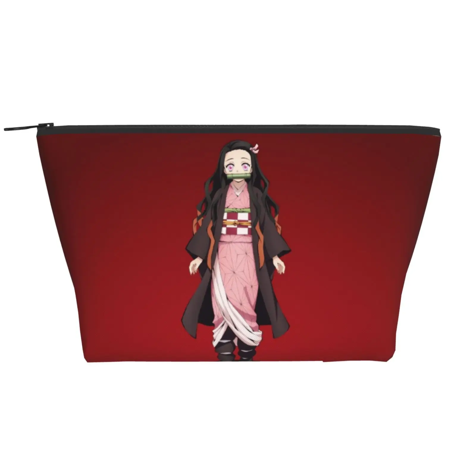

Demon Slayer Nezuko Red Trapezoid Daily Storage Bag Polyester Ziplock Bag Makeup Organizer Side Bag for Ladies