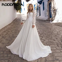 modern 2022 new wedding dresses long sleeves chiffon white vintage dubai bridal wedding gowns vestidos de novia