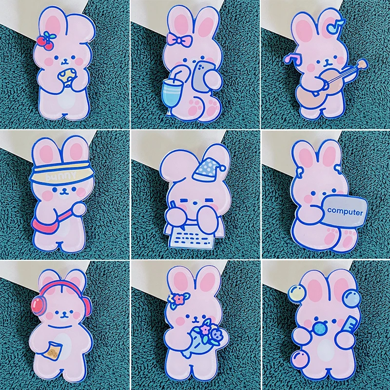 

Funny Guitar Rabbit Brooch Cartoon Acrylic Badges Backpack Pins Diy Clothes Sticker Cartoon Anime PVC Brooch Kids Gift Wholesale