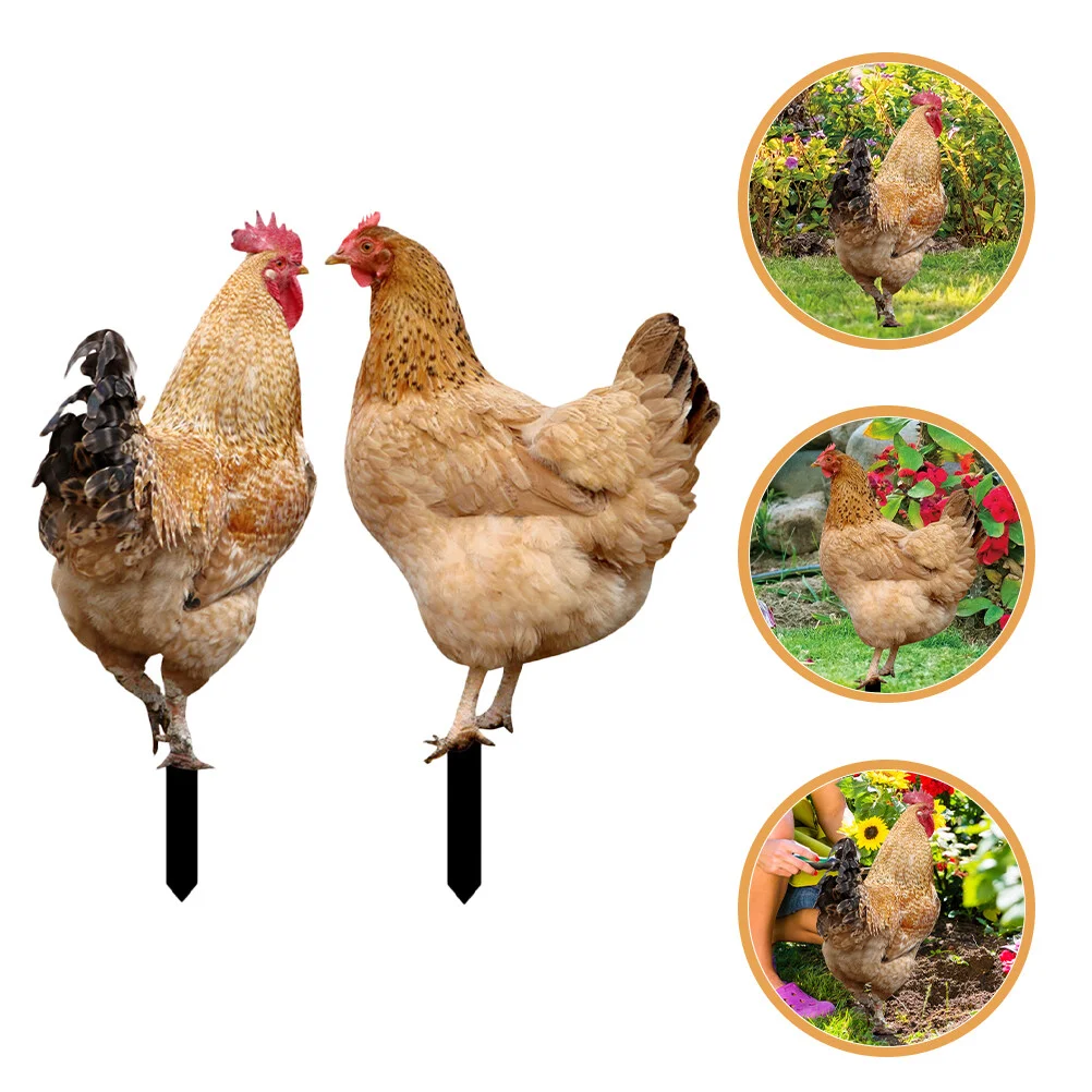

Accessories Outdoor Decorations Patio Yard Garden Chicken Stake Simulation Insert Mirror Trim