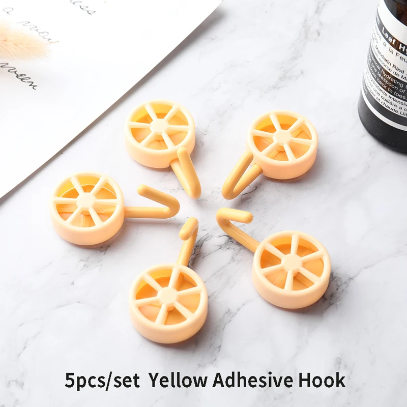 

5pcs Wall Hooks Decorative Adhesive Key Holder Lemon Shape Door Wall Home Storage Hooks for Knitchen Bathroom Mutifuctional