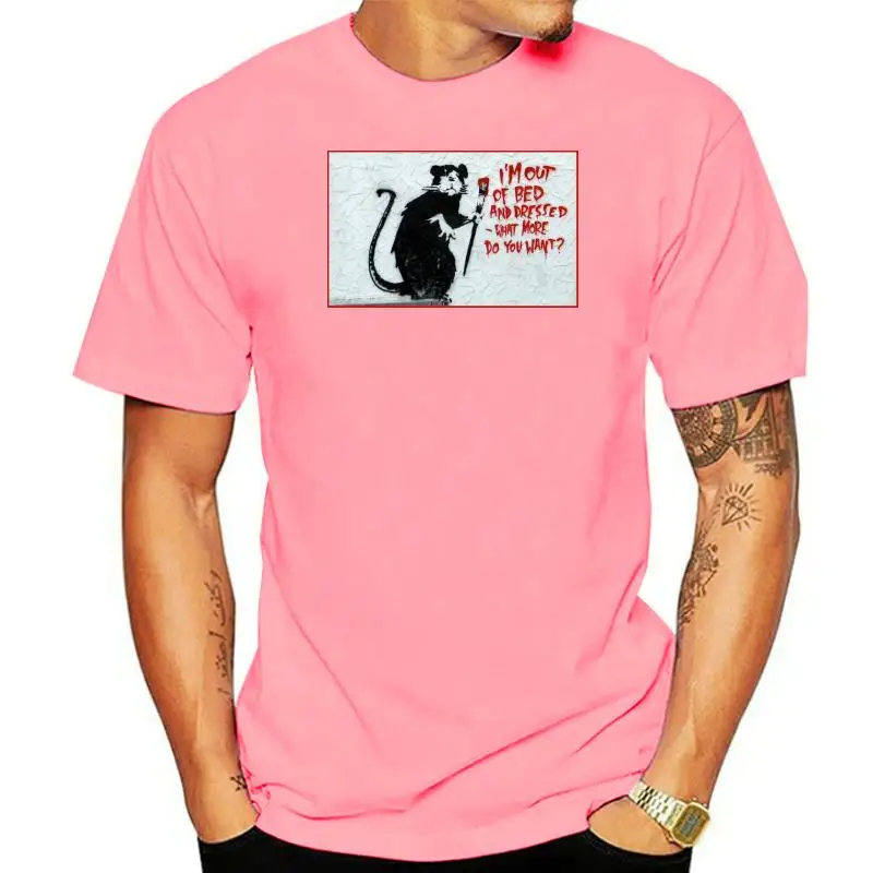 

BANKSY RAT IM OUT OF BED Футболка граффити ART-мужские и женские топы от S до 5XL