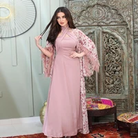 2022 middle east new fashion halter feathers cardigan dress two piece set islamic clothing open abaya ensembles musulmans