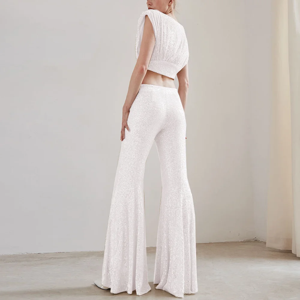 

Casual elegant slim sexy dress,Slim women's fashion suit splicing new temperament sleeveless vest slim waist Bell-bottoms tw2023