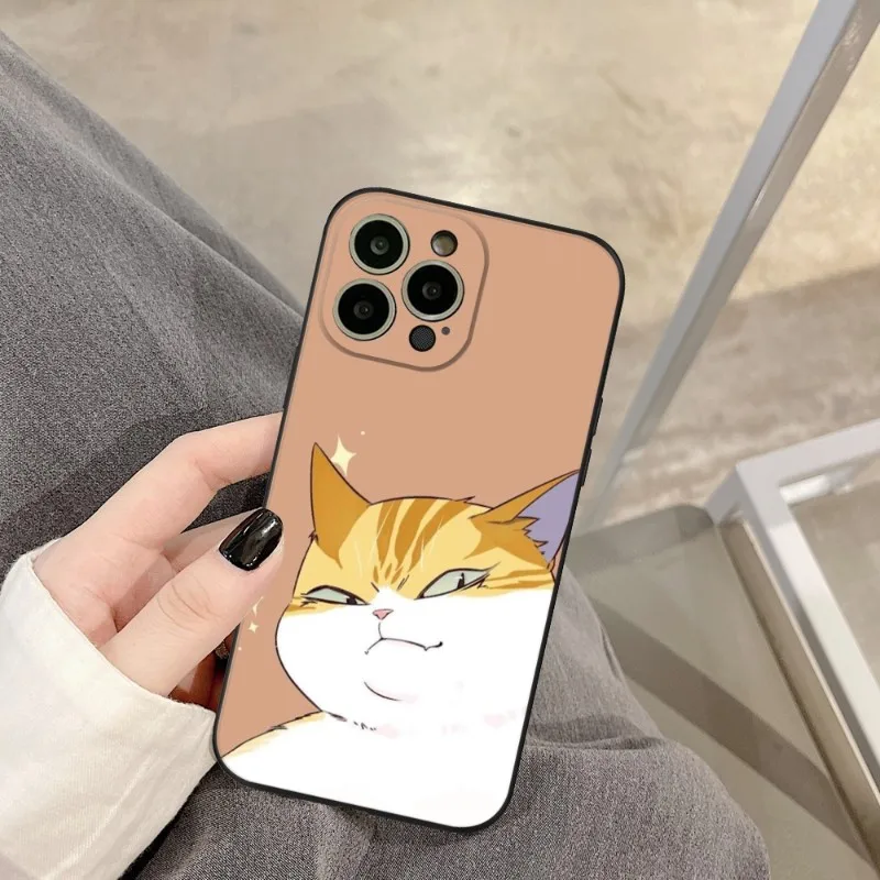 Cartoon cute cat Phone Case FOR IPhone 14 13 11 12 Pro 8 7 Plus X 13 Pro MAX XR XS MINI Black Covers