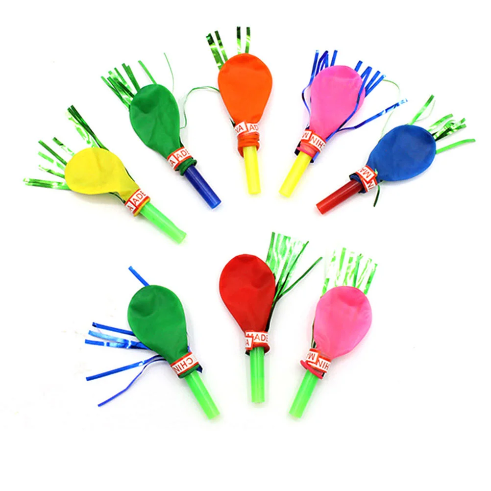 

30 Pcs Blow Outs Balloon Fringed Glitter Musical Whistles Noisemaker for Holiday Christmas