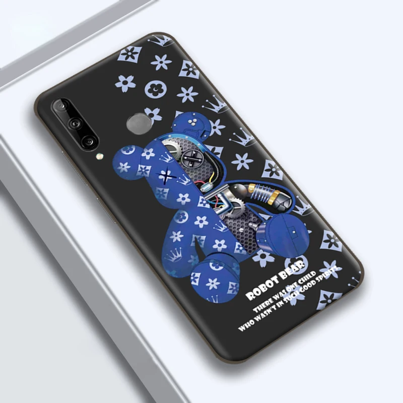 

Cute Luxury Bear For Huawei P50 P40 P30 P20 Pro Lite 5G Phone Case Huawei P Smart 2019 2021 Back Coque Funda Liquid Silicon