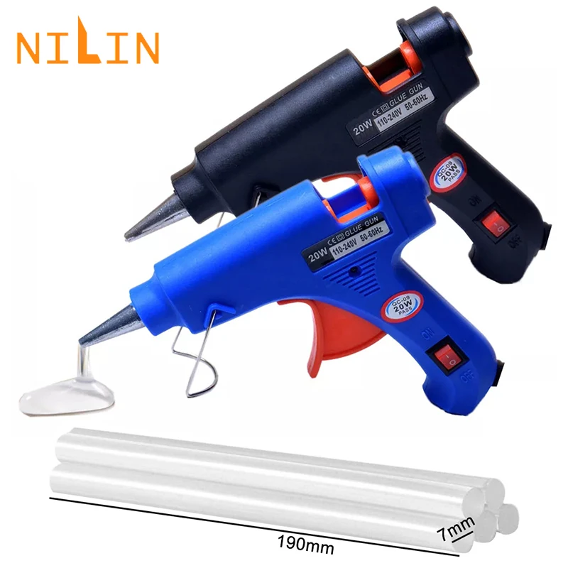 

20W Hot Melt Glue Gun Electric Heat Temperature Gun US/EU with 7mm*190m Glue Sticks Mini Industrial Household Album Repair Tool